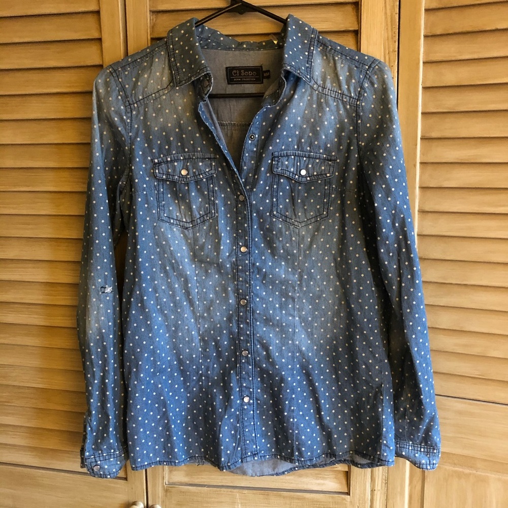 Ci Sono Denim Collection polka dot top size M
